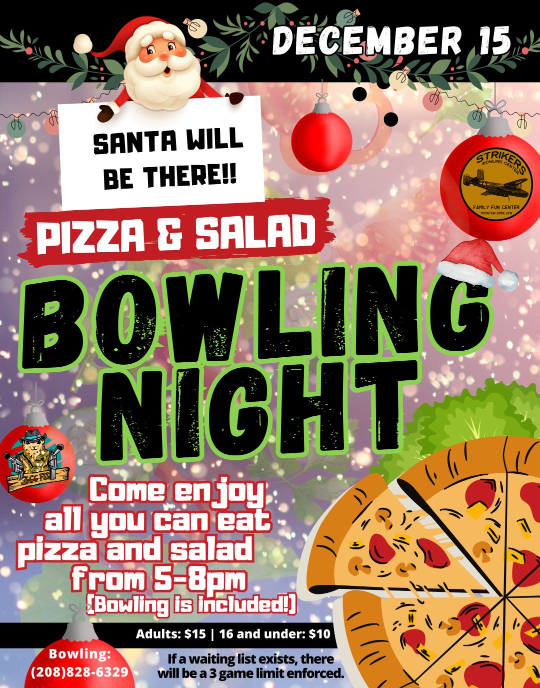 Pizza Salad & Bowling Night
