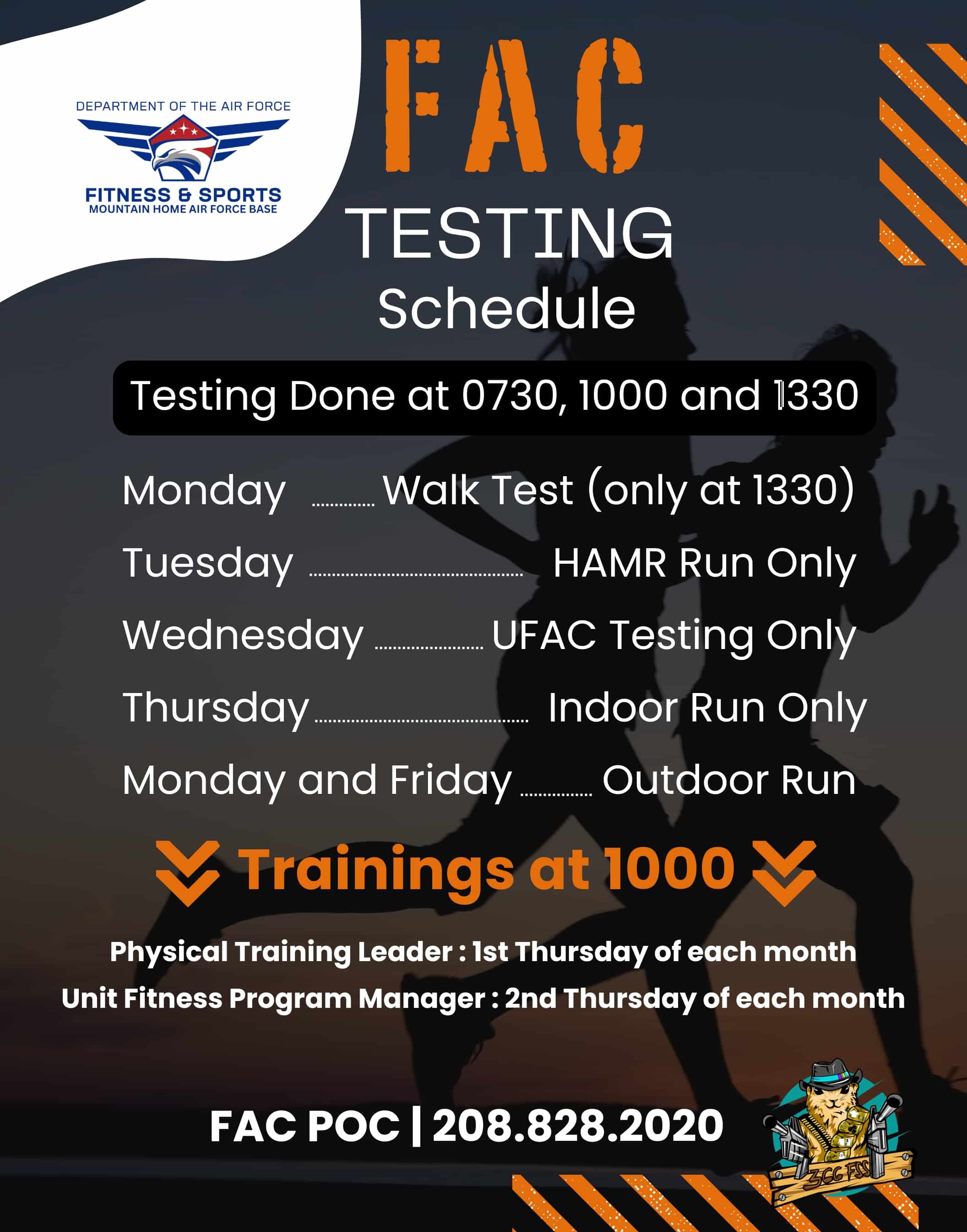 Fitness FAC Testing Hours Fitness Center