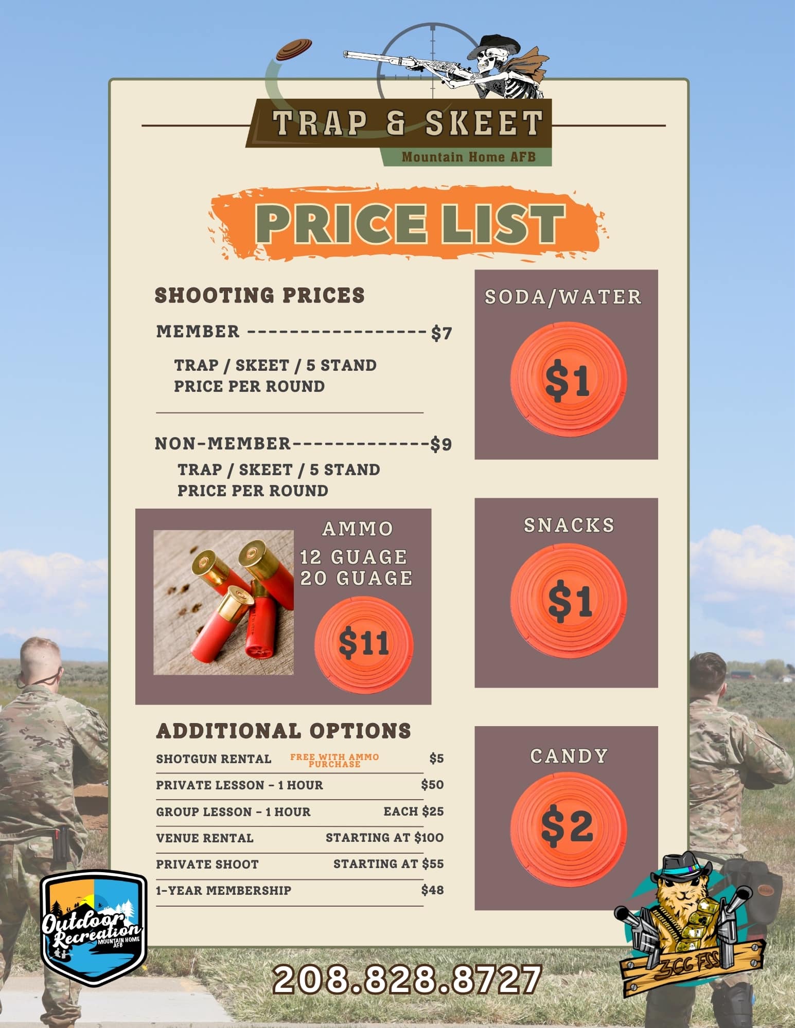 2026 ODR - Trap and skeet Hours - price list